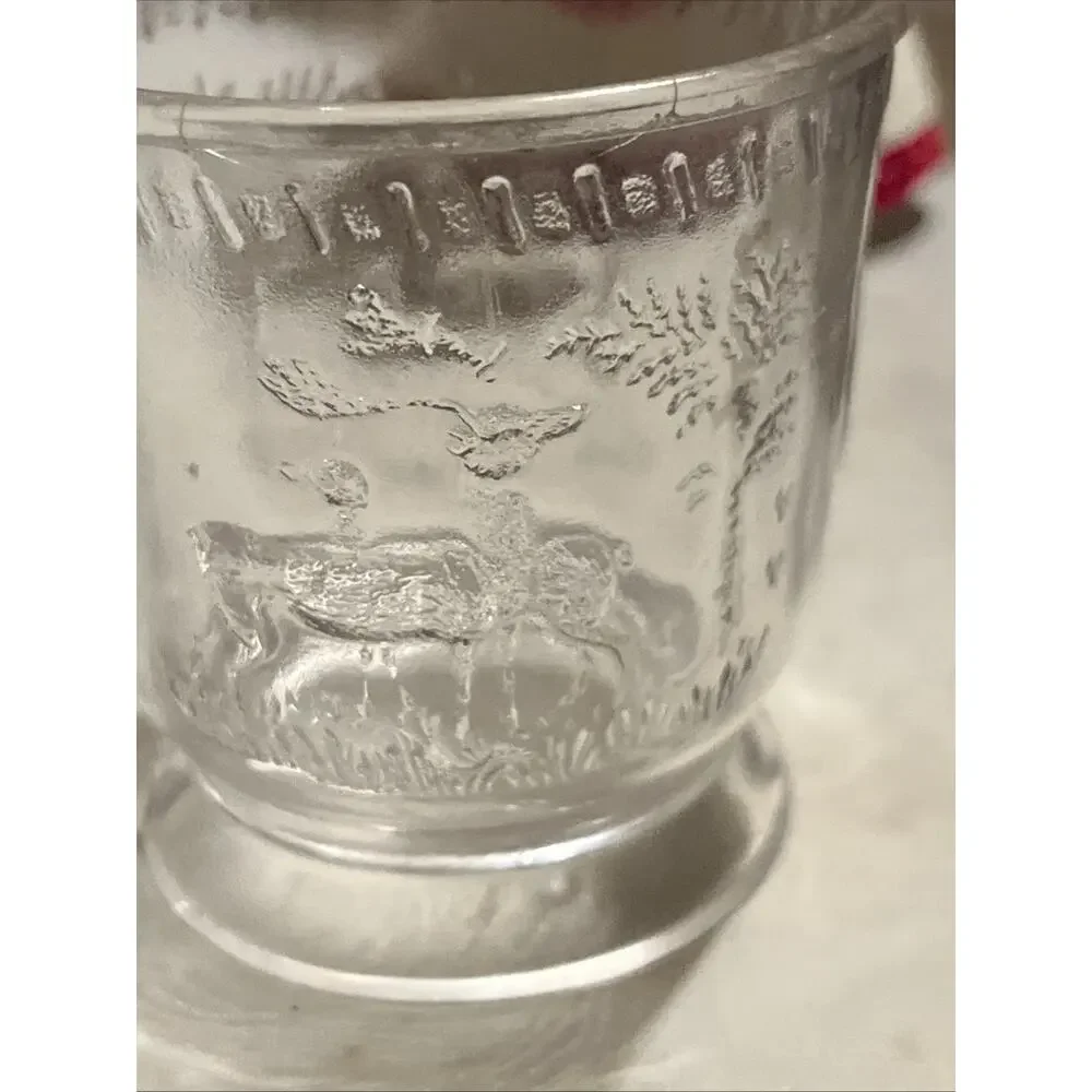Victorian EAPG McKee Clear Glass - Deer And Pine Tree Child's Mug Pattern Glass